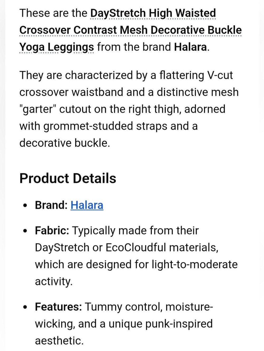 Halara DayStretch High Waisted Crossover Mesh Buckle Leggings - Picture 6 of 6